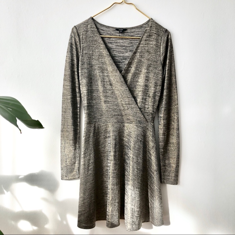GUESS Gold Metallic Shimmer fit and flare A-line